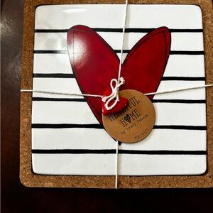 NEW Heartful Home - Heart Red and Black Striped Trivet
and Spoon Rest